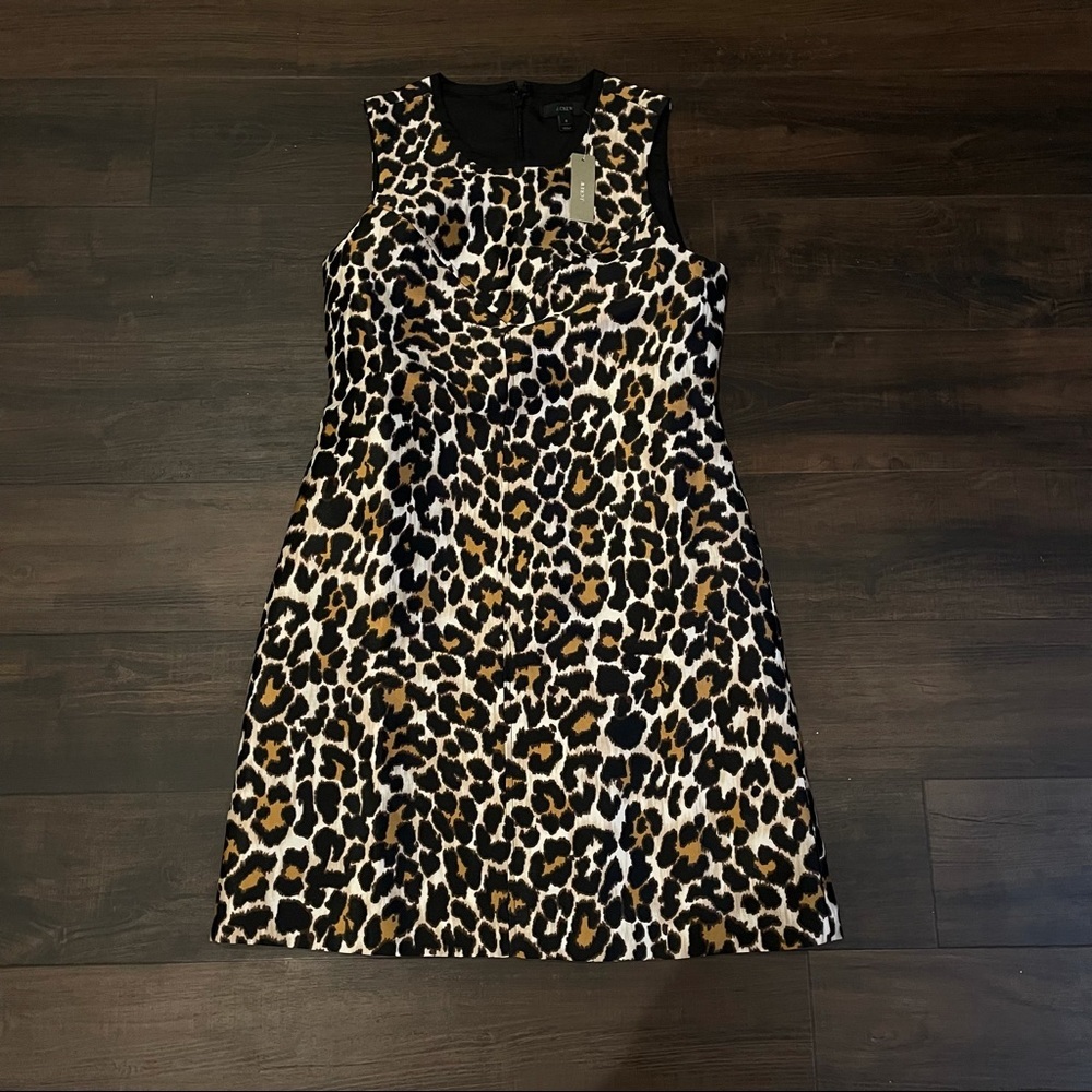 J.Crew Leopard A-Line Shift Dress NWT Size 0 - Picture 9 of 13
